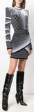 Geometric Long Sleeve Mini Dress