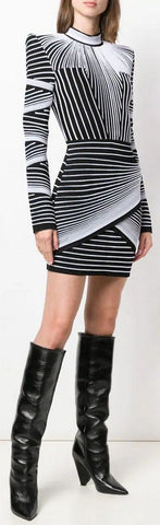 Geometric Long Sleeve Mini Dress