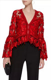 'Vinton' V-Neck Floral Lace Long-Sleeve Top
