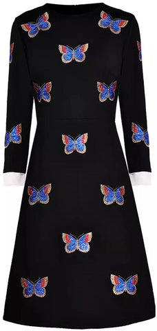 Butterfly-Embroidered Mini Dress
