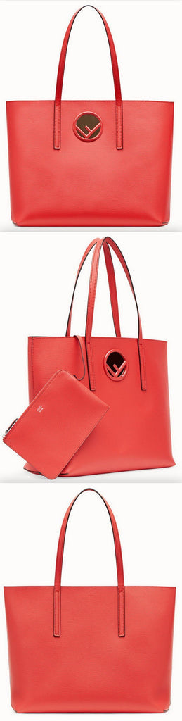 Leather Shopper Bag, Red