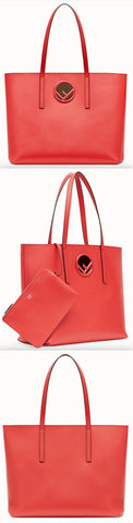 Leather Shopper Bag, Red