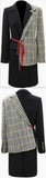 Half and Half Plaid and Solid Blazer-Coat