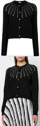 Crystal-Embellished Cardigan, Black