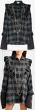 Tartan Chain Embellished Ruffle Shirt