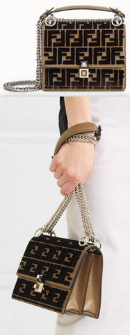 Kan I Small Flocked Leather Shoulder Bag