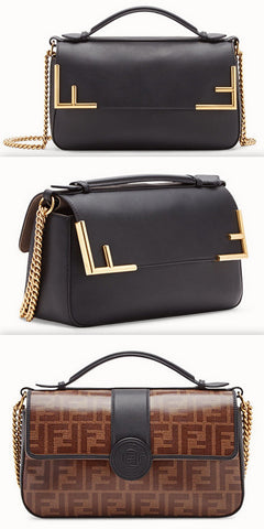 Double F Leather Handbag, Black