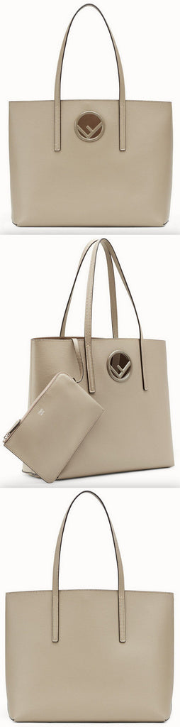 Leather Shopper Bag, Beige