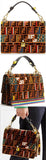 Kan I Logo-Print Medium Velvet Shoulder Bag