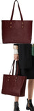 Embossed Crest Small Leather Tote, Burgundy