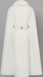 Flower-Appliques Wool Cape-Coat- Snow White