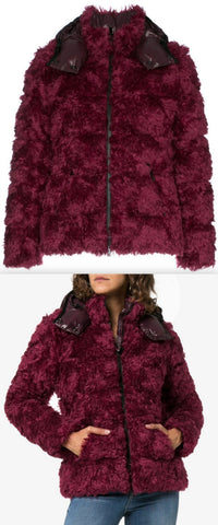 Teddy Puffer Jacket - Burgundy