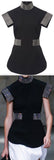 Black Belted Crepe Sequin Top