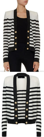 Striped Knit Cardigan Sweater