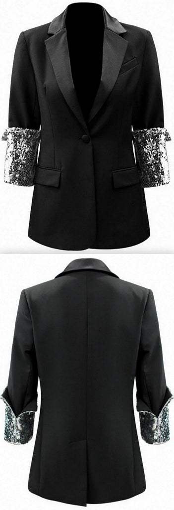 Sequined-Sleeve Blazer