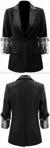 Sequined-Sleeve Blazer