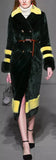 Color-Contrast Long Faux-Fur Coat