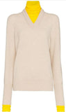 Layered V-neck and Turtleneck Knit Wool-Blend Jumper