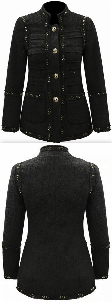 Embellished Single-Breasted Jacket - Black or White