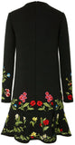Floral-Embroidered Black Mini Dress