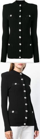 Button-Embellished Cardigan