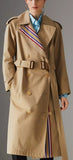 Striped Ribbon Gabardine Oversized Trench Coat