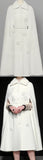Flower-Appliques Wool Cape-Coat- Snow White