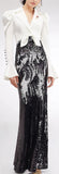 Puff-Sleeve Sequin-Embellished Gown