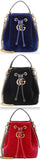 GG Marmont Velvet Bucket Bag - Blue, Black, Red