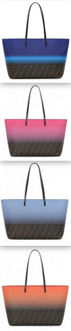 FF Two Tone Ombre Zucca Roll Bag - Cobalt Blue, Pink, Light Blue, Orange