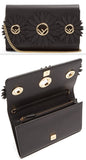 Flower and Logo-Embellished Leather Clutch
