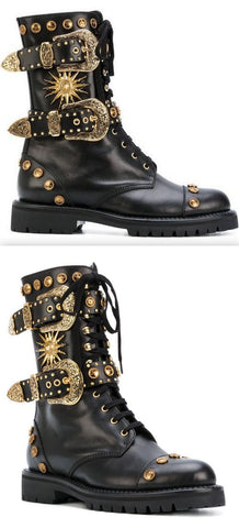 Black Studded Leather Boots