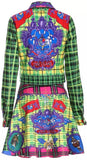 Multi Colored Plaid Jacket and Mini Skirt Set