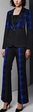 Plaid-Paneled Blazer and Pant Suit