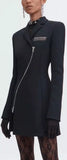 Black Curved-Zip Blazer