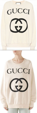Printed Cotton Sweatshirt, White