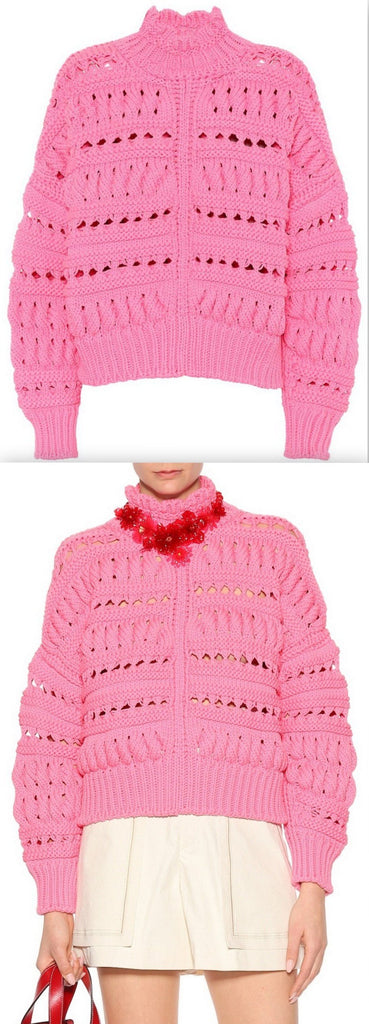 Cotton Blend Sweater, Pink