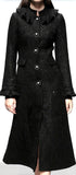 Black Single-Breasted Ruffle Trim Wool Coat