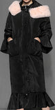 Fur-Hooded Padded Flared Coat