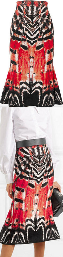 Printed Jacquard Midi Skirt
