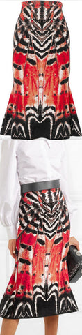 Printed Jacquard Midi Skirt