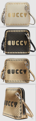 Guccy Mini Shoulder Bag - White, Black, Gold