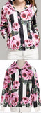 Rose & Stripe Print Hooded Jacket
