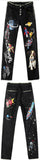 Printed Button-Fly Jeans