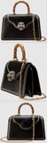Frame Print Leather Top Handle Bag, Black