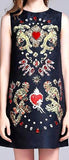 Black Embellished Jacquard Mini Dress