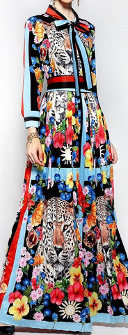 Floral & Animal Printed Long Dress