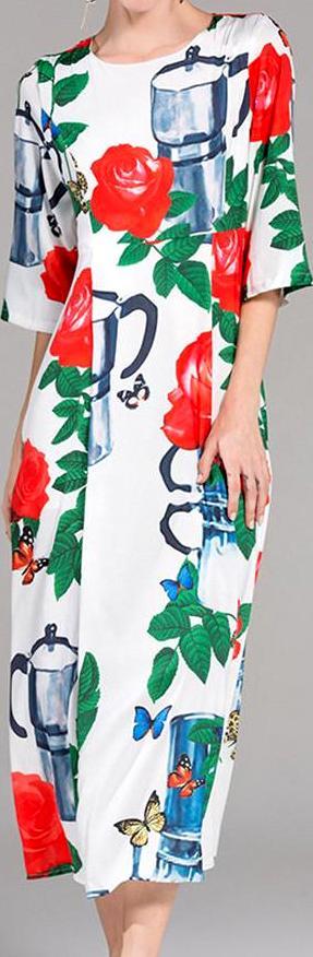 Floral & Pot Printed Dress