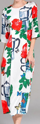 Floral & Pot Printed Dress