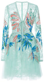 Floral Embroidered Green Mini Dress